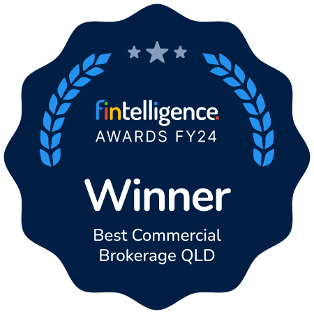 Award seal declaring winner of Fintech Intelligence Awards FY24 for Best Commercial Brokerage in Queensland (QLD).