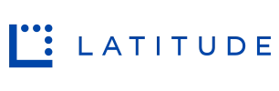 Latitude logo: blue square icon with a smaller black square inside, followed by the word LATITUDE in blue letters